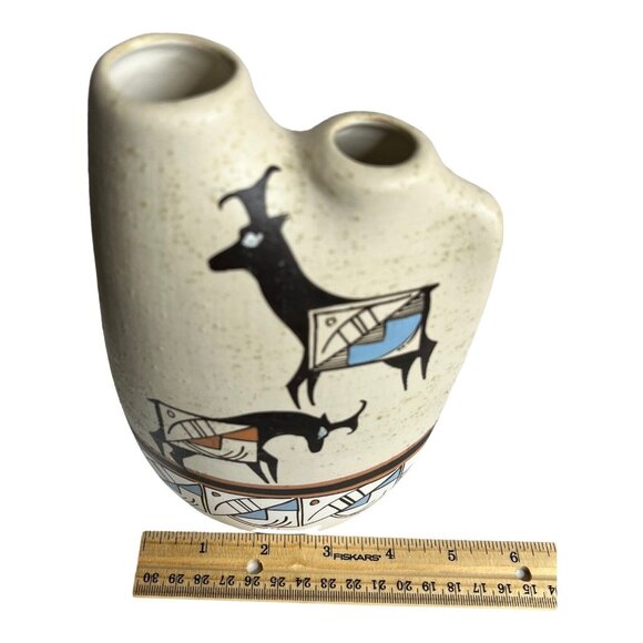 Native American Indian Navajo Southwestern Storyteller Wedding Vase Signed - Picture 8 of 8